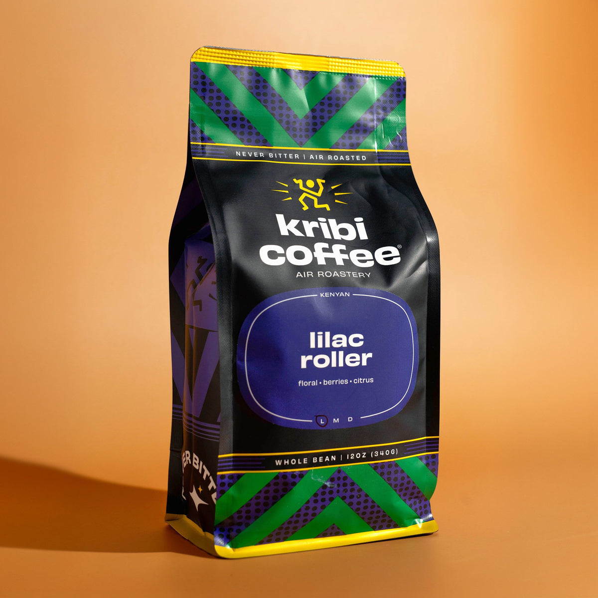 Bag of Kribi Coffee Lilac Roller whole bean coffee, air roasted