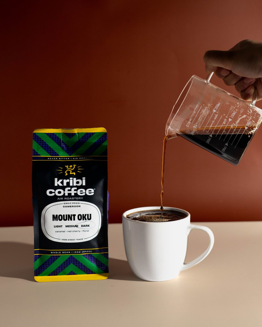 Mount Oku coffee being poured
