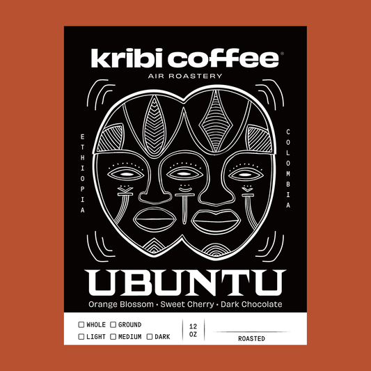 Ubuntu coffee label, Ethiopia and Colombia blend, 12 oz